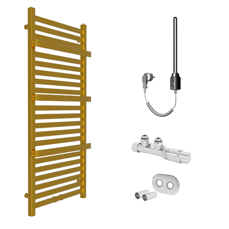 ZESTAW Grzejnik GOLD Middle+ zawór+ rozeta+ grzałka