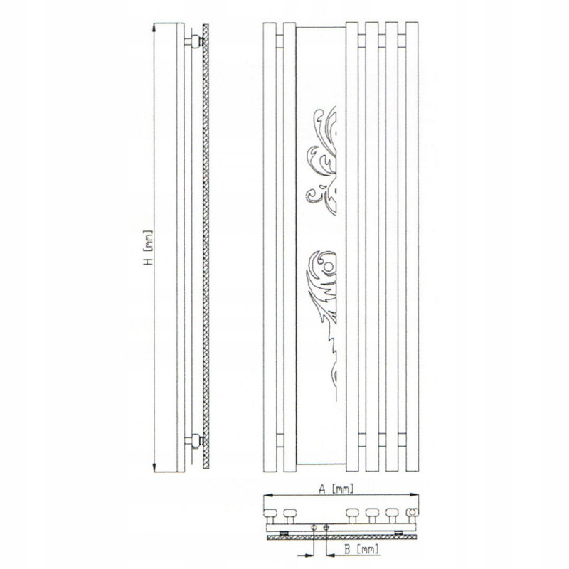 Grzejnik łazienkowy 600/1800 mm 863W Biały Grzejnik łazienkowy 600/1800 mm 863W Biały